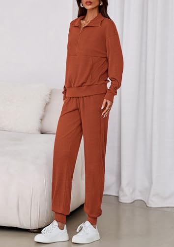 PRETTYGARDEN Women's Fall 2 Piece Lounge Sets Zip Up Sweatshirt Jogger Pants Sweat Track Suits Travel Outfit Winter Clothing