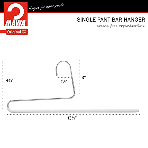 Mawa By Reston Lloyd Reverse Hook Trouser Series Non-Slip Space-Saving Clothes Hanger With Single Rod For Pants, Style Kh/35U, Set Of 10, White #TOP2