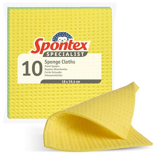 Spontex Specialist Bayetas absorbentes | Paños de cocina superabsorbentes para una limpieza profesional | 100 % pulpa de madera con certificación PEFC | Colores surtidos | Paquete de 10