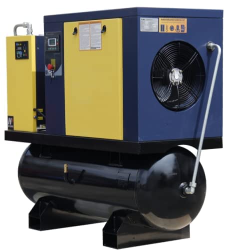 Hpdavv Total Rotary Screw Air Compressor With Tank & Refrigerated Dryer - 10Hp/7.5Kw - 40Cfm/150Psi - 230V/3-Phase/60Hz - 80 Gallon Asme Tank All-In-One Industrial Air Compressed System - By #TOP6