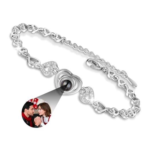 JONZIN Personalisierte Geschenke,Sterling Silber Fotoarmband mit Eigenem Foto, Foto Projektion Armband mit Foto im Stein für Damen Freundin Paare Mama Weihnachten Geburtstagsgeschenk (Silber)