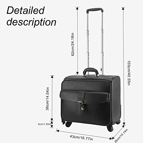 Leathario Leather Rolling Laptop Case Wheeled Briefcase Suitcase Roller Boarding by Leathario - Image 2