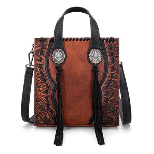 Image of Trinity Ranch Crossbody Bags for Women Mini Handbag Floral Tooled Concho Collection