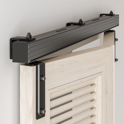 AONAYIOA 48/4FT Box Rail Hardware Bi-Folding Sliding Barn Door Hardware Track Kit Heavy Duty Aluminium Alloy Wall Mount Kit for 2 Doors (No Door)