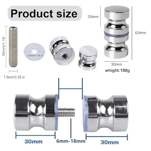 Xiciki 1 Stück Duschtür Griffe,Zylindrisch Duschtür Griff,Türknauf Drehbar,Hochwertiger Duschtürknopf aus Aluminiumlegierung,Glastür Griff für Badezimmer und Glastüren