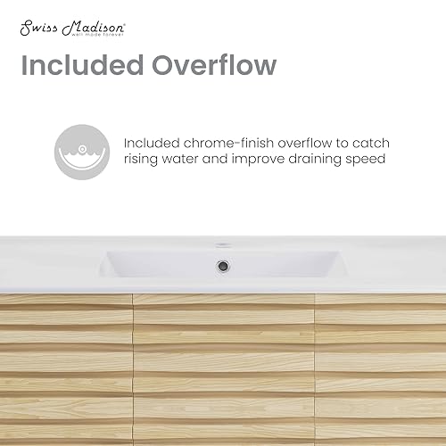 Image of Swiss Madison Cascade 36 inch Natural Oak Bath Vanity with White Ceramic Sink Top