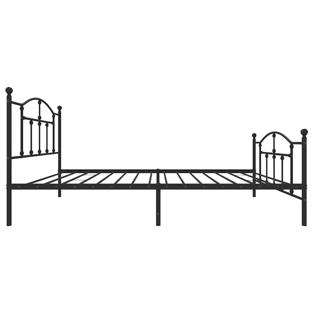 vidaXL Bettgestell, Bettrahmen mit Kopfteil Fußteil, Metallbett Bett mit Lattenrost, Einzelbett Gästebett Schlafzimmer, Metall Schwarz 100x200cm