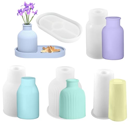 YeahBoom 5 Stück Harzform-Vase, Blumentöpfe, Silikonform für Vasen, Kristallflaschen und Ornamente