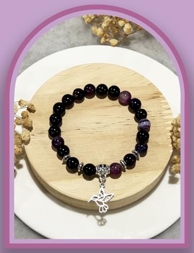 Hummingbird Gifts for Women, Motivational Gifts for Mom, Mothers Day Hummingbird Bracelet, Strength Bracelets for Women, Gifts for Her, Anxiety Bracelet, Stretch Natural Stone Beaded Bracelets3