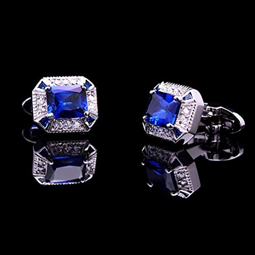 Preisvergleich Produktbild Icufflink Manschettenknöpfe für Herren, Blue Crystal Kupfer Charme Versilberte Manschettenknöpfe Quadratische Schaltfläche, Großes Geschenk Classic Shirt Anzug Zubehör Für Buchhalter Boss Business