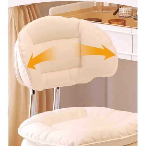 YelaJoy Rolling Stool, Swivel Rolling Chair with Back, Height Adjustable Work Drafting Home Office Vanity stools with Wheels(White)