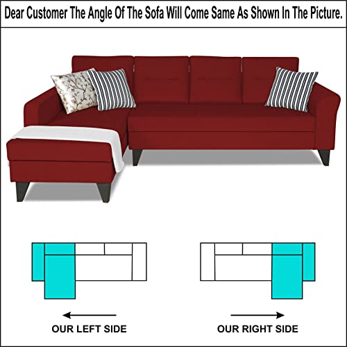 Image of Adorn India Maddox Tufted L Shape 6 Seater Sofa Set LHS (Maroon) (3 Year Warranty)