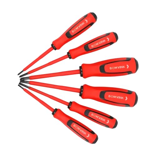 Jogo de Chaves de Fenda e Phillips Isoladas com Cabo Emborrachado 6 Peças Kit Chave Fenda e Phillips Imantada para Trabalhos Elétricos e Manutenção Linha Premium