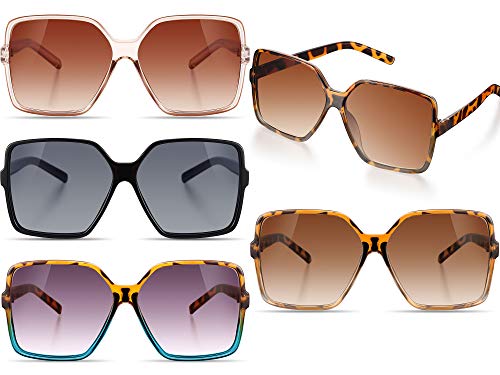 Weewooday 4 Pieces Oversized Square Sunglasses for Women, Vibrant Colors