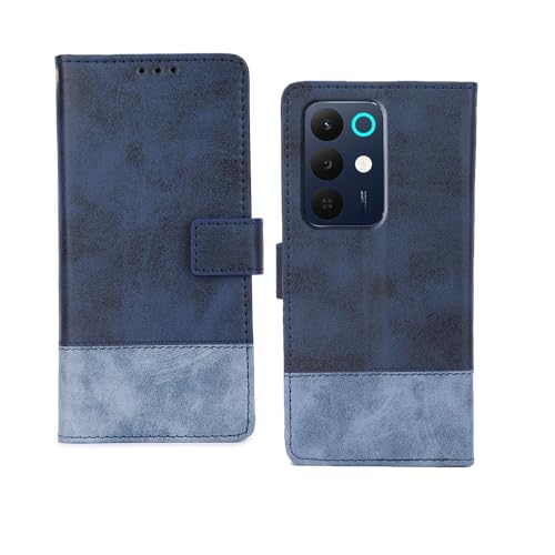 Image of amazon basics Realme 15X 5G Flip Cover | Card Pockets Wallet & Stand | Flip Cover for Realme 15X 5G (Double Blue)