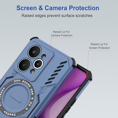 Image of amazon basics Back Case Cover for Realme 15 Pro 5G | MagSafe Case with Built-in Metal Ring | Supports MagSafe Charger, Wallet & Car Mount | Shockproof Hybrid PC + TPU | Blue