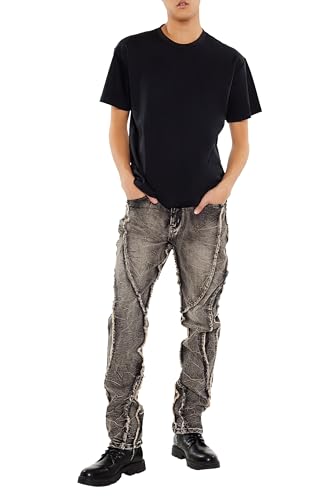 Forever 21 Mens Frayed Acid Wash Skinny Jeans Washed Black 33