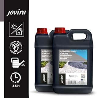 JOVIRA PINTURAS Liant Gravier et Cailloux – 2 x 5 L – Résine extérieure pour le compactage et la fixation des agrégats (graviers, cailloux et pierres) (2x5 Litres, Incolore)