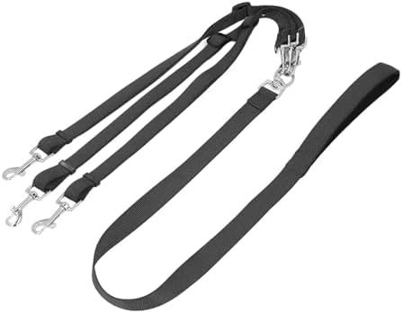 Fabater 3 Way Dog Leash for 3 Dogs, Adjustable Nylon Dog Coupler Leash with Padded Handle, Detachable Triple for Walking Training Small Medium Puppies (Black) - 5