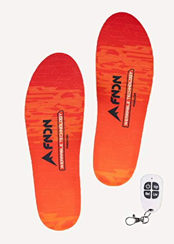 FNDN Waterproof Heated Insoles W Remote (LG 10 10.5 11, Orange)