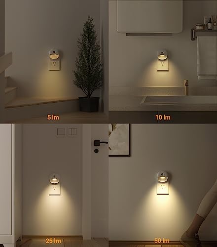 Lyridz Motion Sensor Night Light Indoor, 1-50 Lm Dimmable Led Night Lights Plug Into Wall, Bright Plug-In Night Light With Dusk To Dawn Sensor For Stairs, Garage, Bathroom, Hallway, Toilet, (2 Pack) #TOP7