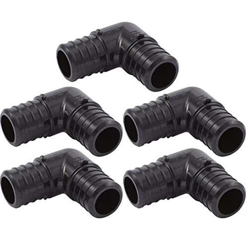 Image of SharkBite 1 Inch Poly Crimp 90 Degree Elbow, Pack of 5, PEX Pipe, PE-RT, UP260A5