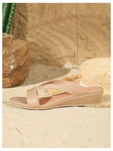 GORGLITTER Women's Strappy Wedge Sandals Slip on Open Toe Summer Beach Shoes2