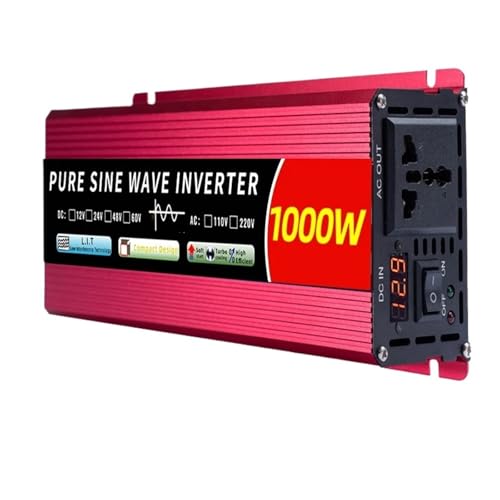 Inversor de onda sinusoidal pura de 1000W y 12V a 220V con pantalla LCD