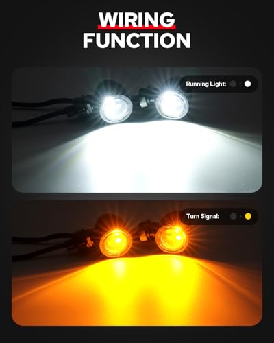 Image of Bullet Mini LED Turn Signal Lights, 4LEDs Amber& White Blinkers Turn Lights Fit for Honda Yamaha Suzuki Kawasaki Harley Chopper Bobber, 2PCS