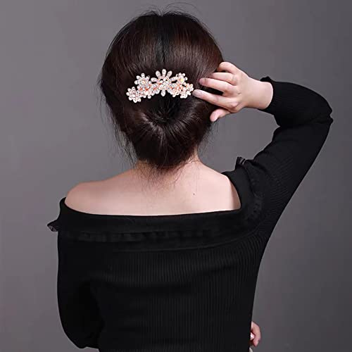 Kuuguu 3 Pcs Women Rhinestone Inlaid Flower Hair Comb Hairpin Barrette Crystal Rhinestones Women Hair Side Combs Hair Accessories For Women #TOP3