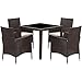 Wisteria Lane Outdoor Patio Dining Table Set, 5 Piece Glassed Dining Table Chairs Sectional Furniture Conversation Set Cushioned Garden Lawn Bar Furniture,Brown