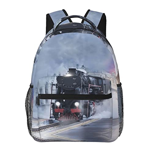 Sac à dos ordinateur portable avec motif train à vapeur