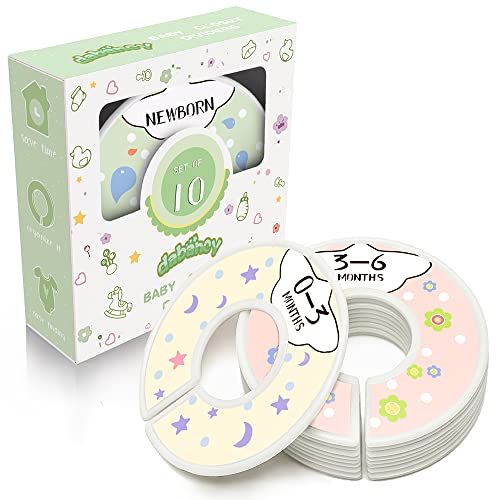 Image of Newborn to Toddler Closet Dividers - Set of 10 with 2 Blanks - Neutral Designs - Baby Month Dividers