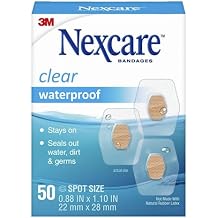 Nexcare Waterproof Clear Bandages, Covers And Protects, 360 Degree Seal Around The Pad Offers Protection Against Water, Dirt, And Germs, 0.88 x 1.1 in, 50 CountPack of 3
