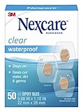 Nexcare Waterproof Clear Bandages, Covers And Protects, 360 Degree Seal Around The Pad Offers Protection Against Water, Dirt, And Germs, 0.88 x 1.1 in, 50 Count(Pack of 3)