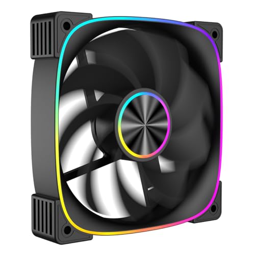 Image of CiT Solar 120mm ARGB PWM PC Case Fan – 22 LED RGB Cooling Fan with Hydraulic Bearing, 54.91CFM Airflow, 31dBA Quiet Operation, 4-Pin PWM & 3-Pin 5V Motherboard Sync Compatible - Black