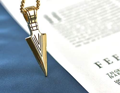 Image of Necklace for Men Stainless Steel Necklace for Women Triangle Necklace Arrowhead Pendant Necklace Charm Pendant with Chain Link Classic Fashion Jewelry for Boys Teens and Girls Unisex