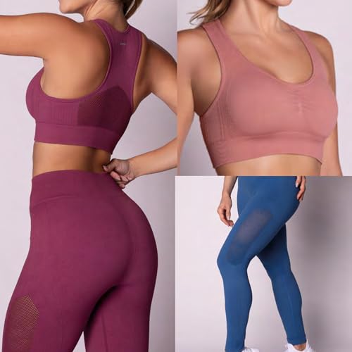 Conjunto Fitness Sem Costura Microfibra de Poliamida Selene Academia Legging e Top Adulto | Argila |