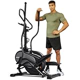 Dripex 3-in-1 Elliptical Cross Trainer for Home Gym, Cardio Climber Elliptical Machine with 16-Level Silent Magnetic Resistance, 8 kg Flywheel, LCD Monitor with Workout Data & Pulse Sensors (Gray)