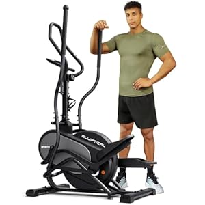 Dripex 3-in-1 Elliptical Cross Trainer for Home Gym, Cardio Climber Elliptical Machine with 16-Level Silent Magnetic Resistance, 8 kg Flywheel, LCD Monitor with Workout Data & Pulse Sensors (Gray)
