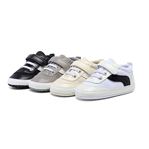 Haozaye Baby Boys Girls Shoes Infant Non-Slip Rubber Sole High-Top Pu Leather First Walking Sneakers Toddler Crib Newborn Loafers Flats. (0121/White, Us_Footwear_Size_System, Infant, Age_Range, Medium, 12_Months, 18_Months) #TOP6