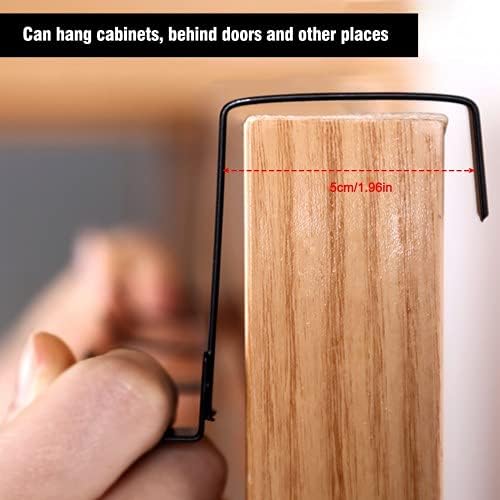 Pinsheng 2 Pcs Iron Finish Over Door Hooks Rack, Over Door Coat Hooks Hanger, Over Door Hanger for Bedroom, Available for Door Thickness Below 2.5 Inch(5 Hooks, Black, White)