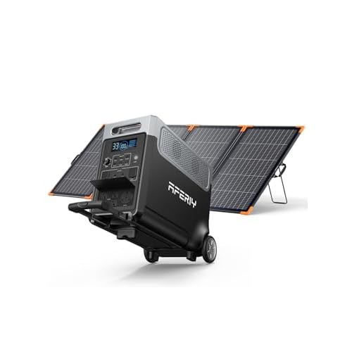 AFERIY Solar Generator 3840Wh Portable Power Station with 400W Bifacial Solar Panel,LEP Battery,AC Output with 120V,3600W Solar Generator for Home Backup,Outdoor Camping,Camping, RV,Emergenc