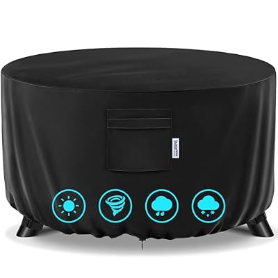 Varietyface 36" Round Fire Pit Cover – Heavy-Duty Waterproof Oxford, Buckle Straps, Air Vents & Drawstring – Windproof & UV-Resistant for Worry-Free Year-Round Protection on Patio Fire Pits & Tables