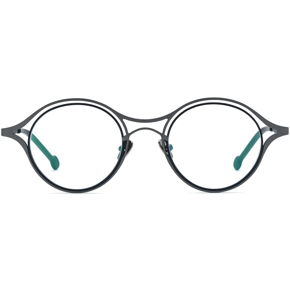 FONEX Colorful Pure Titanium Glasses Frame Women Retro Round Eyeglasses