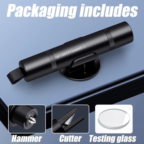 Image of Hodaqe Car Safety Hammer with Window Breaker and Seat Belt Cutter | Compact aluminium alloy emergency escape tool combines a glass breaker point and a concealed stainless steel belt cutter.