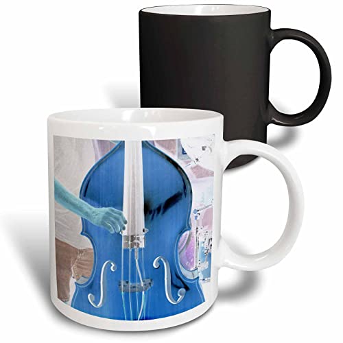 3dRose upright bass invert blue 11oz Magic Transforming Mug