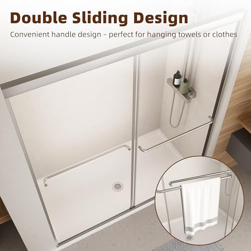 Image of Royal Guard Double Sliding Shower Door,56-60 inch W x 70 inch H,Brush Nickel