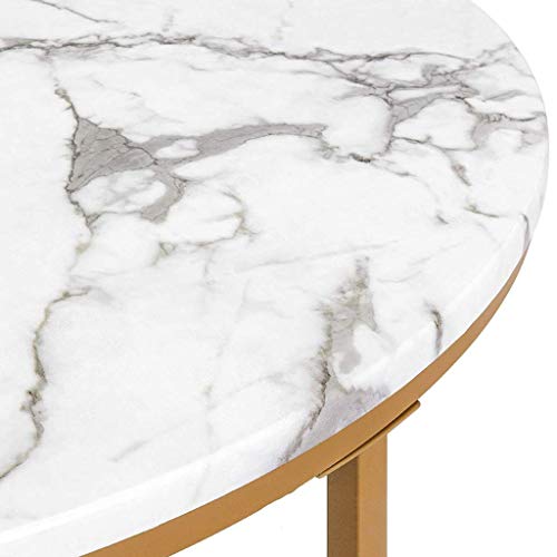 Table basse ronde salon moderne meuble de luxe en marbre blanc 70 cm