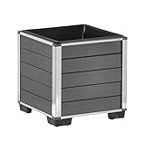 EVERFLOOR Pflanzkübel Pflanzgefäße Blumenkübel Blumentopf für Blumen etc. WPC 26 x 26 x 27 cm, für Innen und Außen, wasserdichter Kunststoffeinsatz, anthrazit